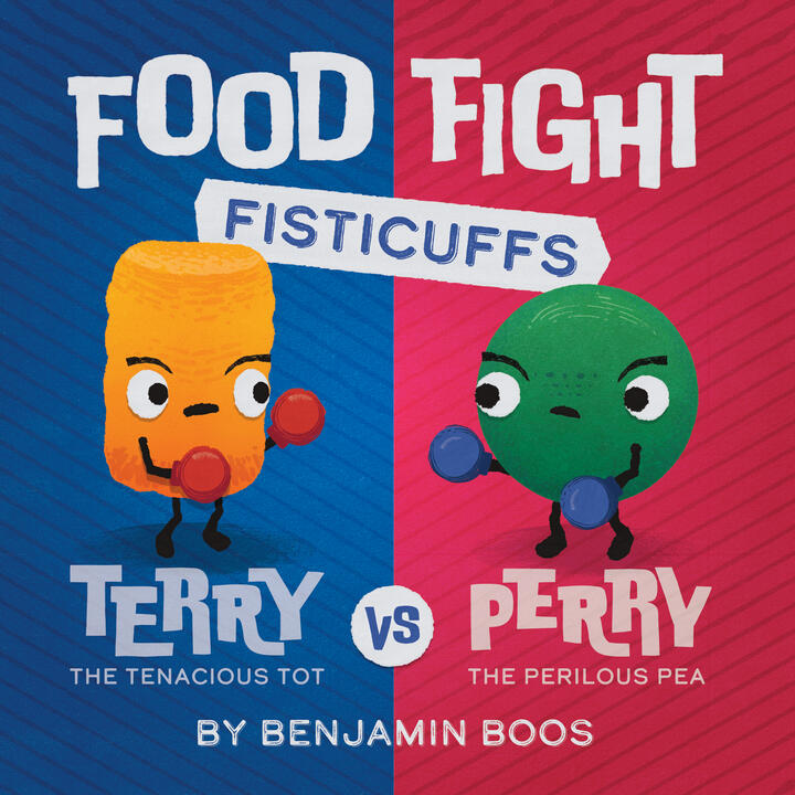 The cover of Food Fight Fisticuffs. It's a book full of challenging vocabulary paired with fun characters and more alliteration than Mr. Peter Piper himself.